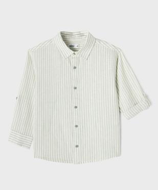 Chemise manches longues en mélange coton-lin rayé garçon vue3 - GEMO (ENFANT) - GEMO