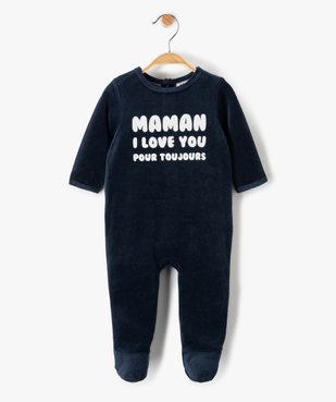 Pyjama bébé en velours avec message sur le buste vue1 - 1E PRIX BY GEMO - GEMO