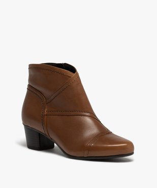 Boots femme à talon dessus cuir uni vue2 - GEMO(URBAIN) - GEMO