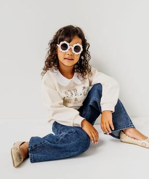 Sweat brodé avec col Claudine froncé fille - LuluCastagnette vue1 - LULU CASTAGNETTE G4G D - GEMO