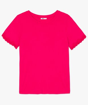 Tee-shirt femme à manches courtes finitions dentelle vue4 - GEMO(FEMME PAP) - GEMO