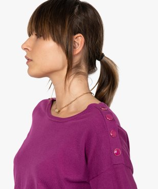 Pull femme en maille fine avec boutons sur les épaules vue2 - GEMO(FEMME PAP) - GEMO