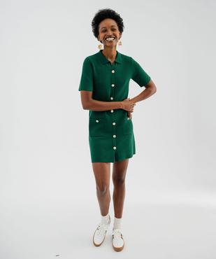Robe en maille à manche courtes avec boutons métalliques femme vue2 - GEMO 4G FEMME - GEMO