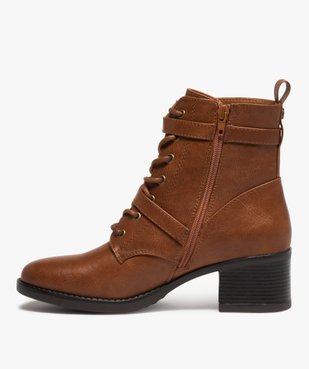 Boots femme unies à talon avec lacets et brides vue3 - GEMO(URBAIN) - GEMO