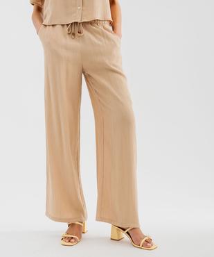 Pantalon large et fluide en viscose froissée femme vue1 - GEMO 4G FEMME - GEMO