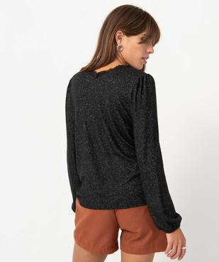 Pull femme en maille douce à col V en dentelle vue3 - GEMO(FEMME PAP) - GEMO