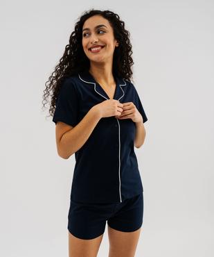 Pyjashort en coton femme vue2 - GEMO 4G FEMME - GEMO