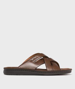 Mules en cuir confortables à brides croisées homme - Pierre Cardin vue2 - PIERRE CARDIN DIFFUSION - GEMO