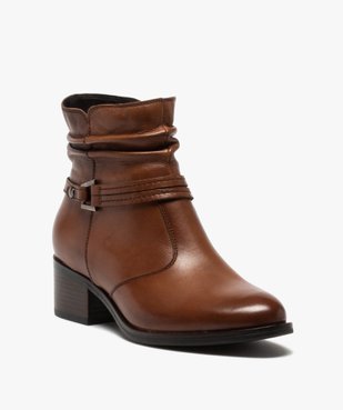 Boots femme à talon large et tige plissée en cuir vue2 - Nikesneakers (CASUAL) - Nikesneakers