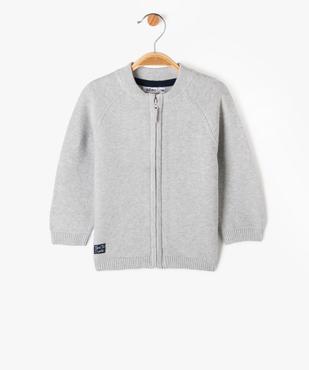 Gilet bébé en maille à fermeture zippée vue1 - GEMO(BEBE DEBT) - GEMO