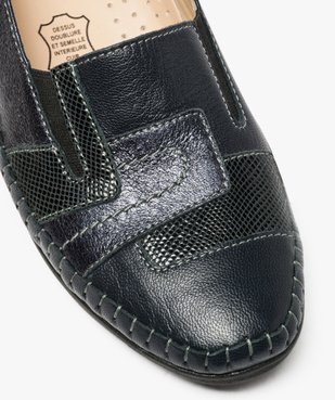 Mocassins confort femme en cuir à talon compensé vue6 - GEMO (CONFORT) - GEMO