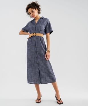 Robe longue chemise à manches courtes femme - LuluCastagnette vue1 - LULUCASTAGNETTE - GEMO