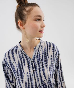 Blouse manches 3/4 fluide tie-and-dye à nouer femme vue2 - GEMO(FEMME PAP) - GEMO