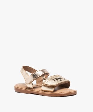 Sandales bébé fille en cuir brodées chat fermeture scratch vue2 - GEMO(BEBE DEBT) - GEMO