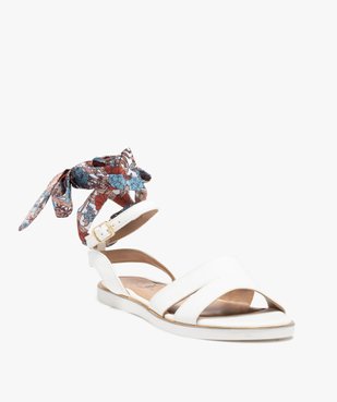 Sandales femme unies à talon plat et bride foulard vue2 - GEMO (CASUAL) - GEMO