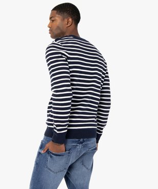 Pull homme à rayures avec col rond vue3 - GEMO (HOMME) - GEMO