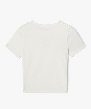 Tee-shirt court à manches courtes avec motif ajouré fille vue7 - GEMO 4G FILLE - GEMO