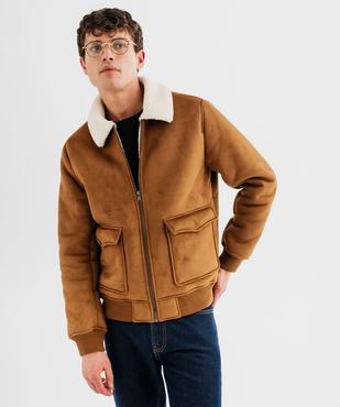 Blouson en suédine avec doublure sherpa homme vue2 - GEMO (HOMME) - GEMO