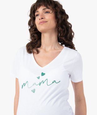 Tee-shirt de grossesse à col V avec inscription sur le buste vue2 - GEMO (MATER) - GEMO
