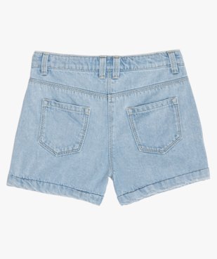 Short fille en denim délavé avec revers cousus vue3 - GEMO (ENFANT) - GEMO