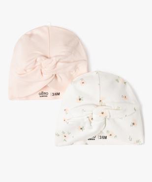 Bonnet naissance en jersey effet noué (lot de 2) vue1 - GEMO 4G BEBE - GEMO