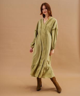 Robe longue à manches longues look bohème femme vue3 - GEMO(FEMME PAP) - GEMO