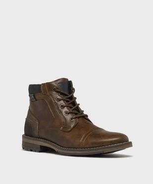 Boots multimatières à lacets et zip homme vue3 - MARIO BALDANO - GEMO