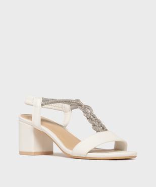 Sandales à talon large et bride bijou en strass femme vue2 - VALENTINA BALDA - GEMO