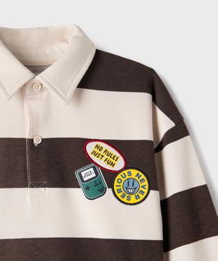 Sweat à col polo, larges rayures et écussons garçon  vue2 - GEMO 4G GARCON - GEMO