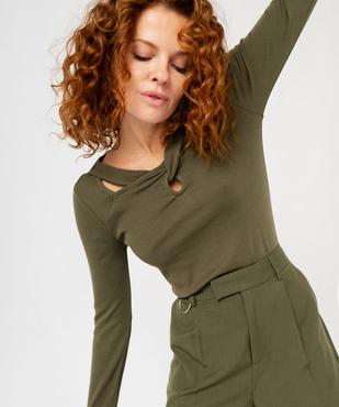 Tee-shirt à manches longues avec col fantaisie femme vue2 - GEMO 4G FEMME - GEMO