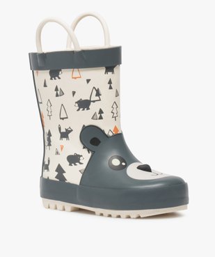 Bottes de pluie garçon motif ours en relief et anses vue2 - GEMO(BEBE DEBT) - GEMO