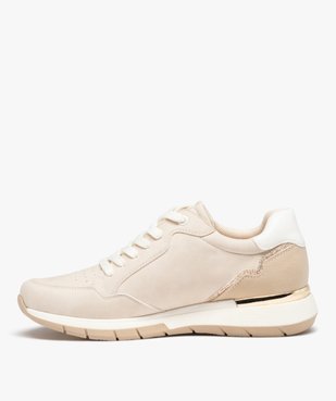 Baskets femme unies en suédine à bout amande vue3 - GEMO (SPORTSWR) - GEMO