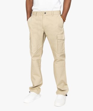 Pantalon homme en toile avec poches à rabat sur les cuisses vue1 - GEMO (HOMME) - GEMO