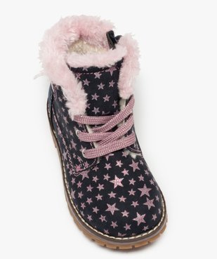 Boots fourrées fille style montagne à étoiles pailletées vue5 - GEMO (ENFANT) - GEMO