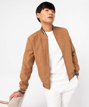 Blouson homme avec finitions bord-côte multicolore vue2 - GEMO (HOMME) - GEMO