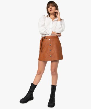 Jupe femme en synthétique imitation cuir avec ceinture vue5 - GEMO(FEMME PAP) - GEMO