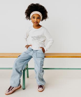 Tee-shirt manches longues avec inscriptions fille vue5 - GEMO 4G FILLE - GEMO