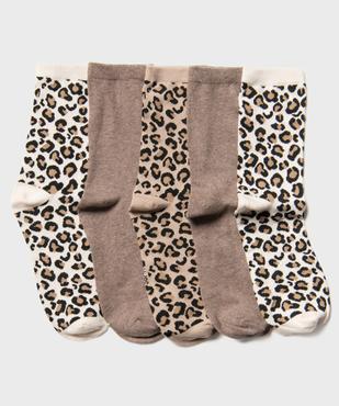 Chaussettes tige haute motif animalier femme (lot de 5 paires) vue1 - GEMO 4G FEMME - GEMO