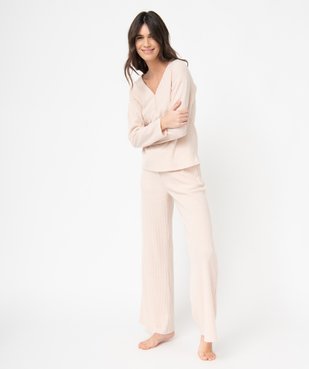 Bas de pyjama femme large en maille côtelée extra douce vue5 - GEMO(HOMWR FEM) - GEMO