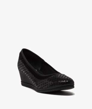 Escarpins femme confort à talon compensé dessus fantaisie vue2 - GEMO(URBAIN) - GEMO