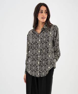 Chemise manches longues en satin imprimé femme vue4 - GEMO(FEMME PAP) - GEMO