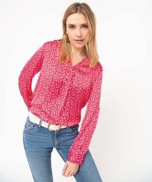 Tunique femme fleurie à manches longues et col chemise vue1 - GEMO(FEMME PAP) - GEMO