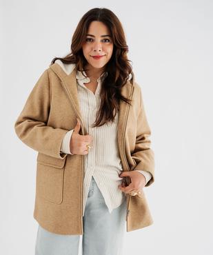 Manteau mi-long zippé à capuche fourrée femme grande taille vue2 - GEMO 4G GT - GEMO