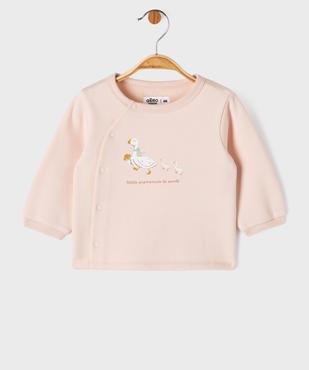 Sweat brassière molletonné avec fermeture latérale bébé fille vue1 - GEMO 4G BEBE - GEMO