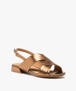 Sandales femme à talon plat et larges brides croisées vue2 - GEMO (CASUAL) - GEMO