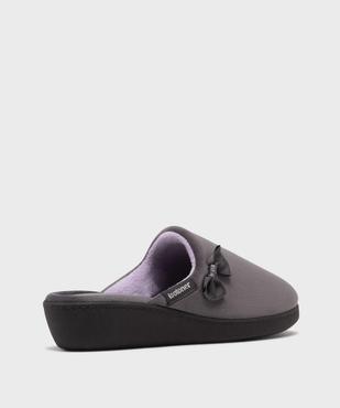 Chaussons mules en velours à talon compensé femme - Isotoner vue4 - ISOTONER - GEMO