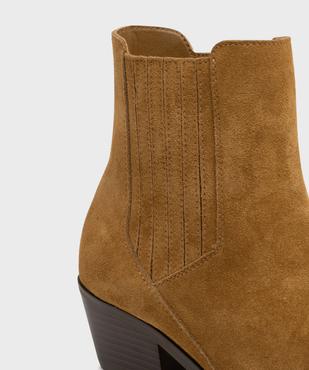 Boots dessus cuir velours avec élastique latéral esprit Santiag femme - Tanéo vue6 - TANEO - GEMO