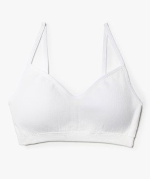 Brassière à fines bretelles en maille côtelée avec mousses amovibles fille vue1 - GEMO 4G FILLE - GEMO