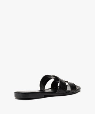 Mules femme à talon plat et brides unies imitation croco vue4 - GEMO (CASUAL) - GEMO