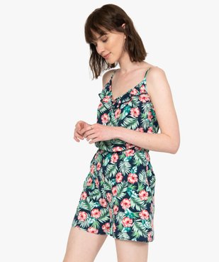 Combi-short femme imprimé à fines bretelles vue2 - GEMO(FEMME PAP) - GEMO